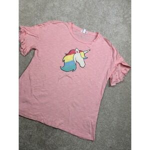 Eyeshadow Girls Shirt Girls 18 Plus Pink Unicorn Ruffle Sleeve Graphic Tee